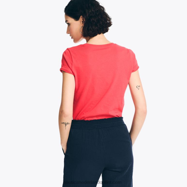 duurzaam vervaardigd t-shirt met glitterhart en ankerafbeelding tomaat Nautica 0828F762 vrouwen