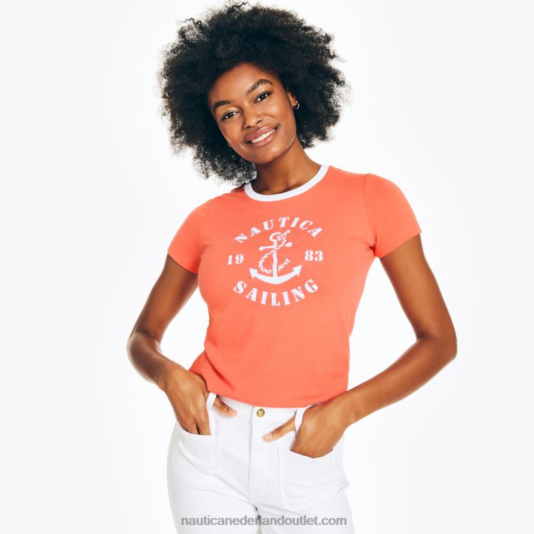 duurzaam vervaardigd traditioneel zeilen grafisch T-shirt tomaat Nautica 0828F955 vrouwen