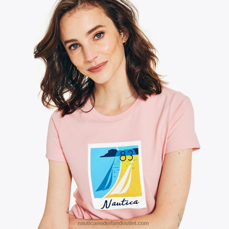 duurzaam vervaardigd vintage zeilen grafisch t-shirt prisma roze Nautica 0828F875 vrouwen
