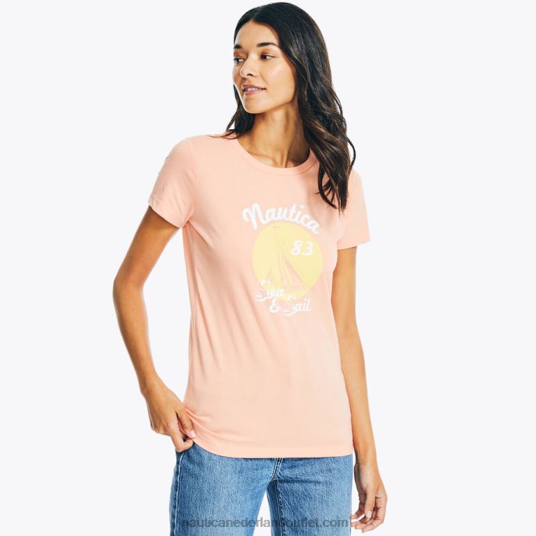 duurzaam vervaardigd zee- en zeilfolie grafisch t-shirt suiker koraal Nautica 0828F987 vrouwen