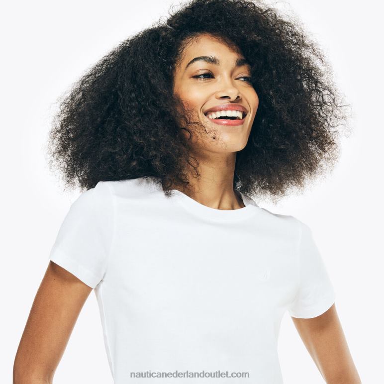 effen T-shirt met ronde hals Helder wit Nautica 0828F742 vrouwen
