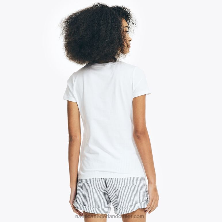 effen T-shirt met ronde hals Helder wit Nautica 0828F742 vrouwen