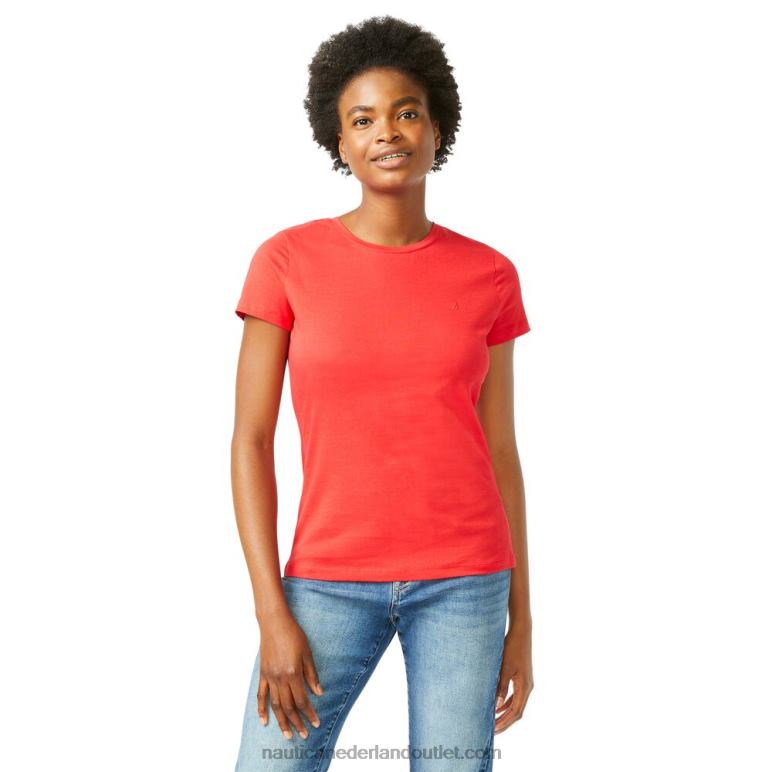 effen T-shirt met ronde hals tomales rood Nautica 0828F1042 vrouwen