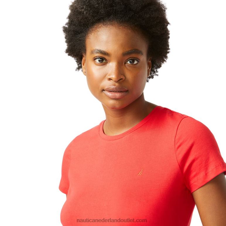 effen T-shirt met ronde hals tomales rood Nautica 0828F1042 vrouwen