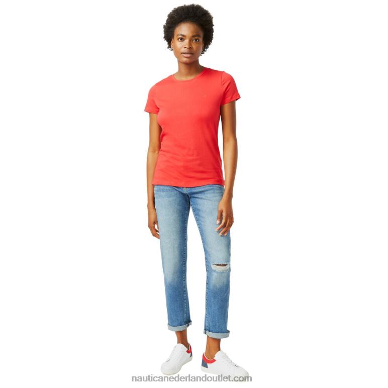 effen T-shirt met ronde hals tomales rood Nautica 0828F1042 vrouwen