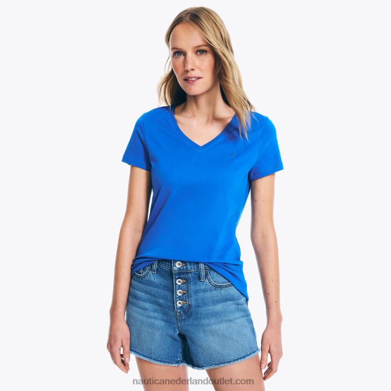 effen t-shirt met v-hals ster saffier Nautica 0828F739 vrouwen