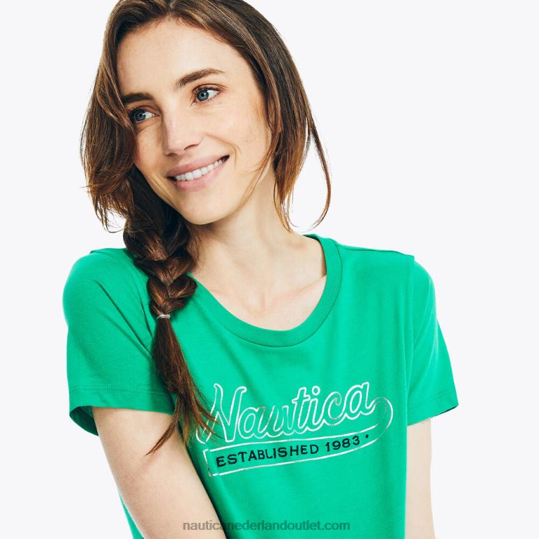 folie logo grafisch t-shirt groene munt Nautica 0828F988 vrouwen