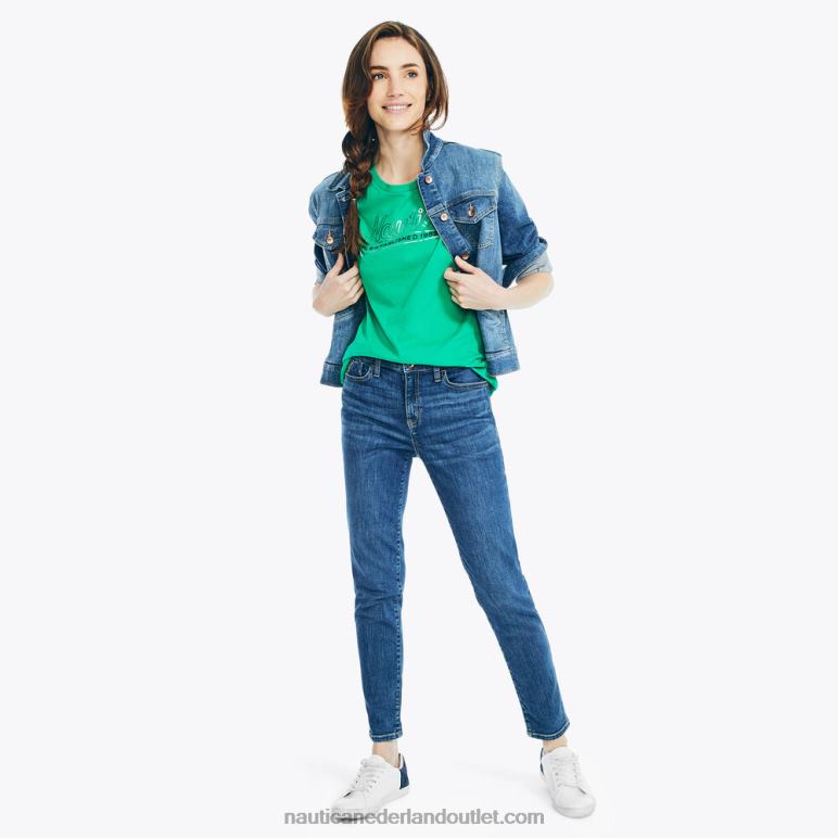 folie logo grafisch t-shirt groene munt Nautica 0828F988 vrouwen
