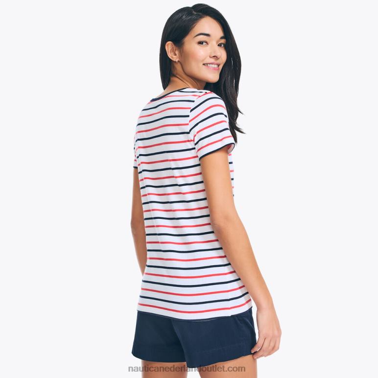 gestreept T-shirt met ronde hals Helder wit Nautica 0828F736 vrouwen