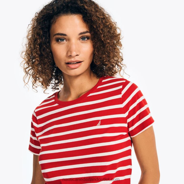 gestreept T-shirt met ronde hals tomales rood Nautica 0828F772 vrouwen