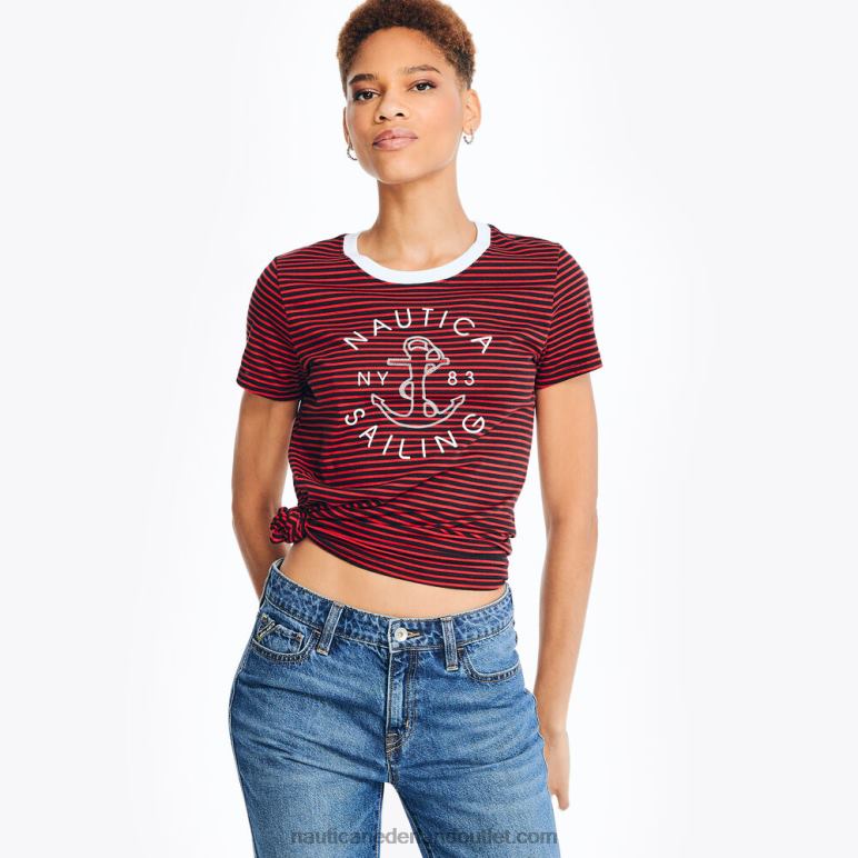 gestreept varend grafisch T-shirt tomales rood Nautica 0828F865 vrouwen