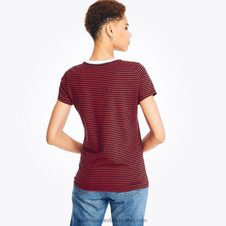 gestreept varend grafisch T-shirt tomales rood Nautica 0828F865 vrouwen