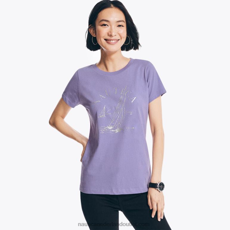 glitter zeilboot grafisch t-shirt oceaan violet Nautica 0828F995 vrouwen