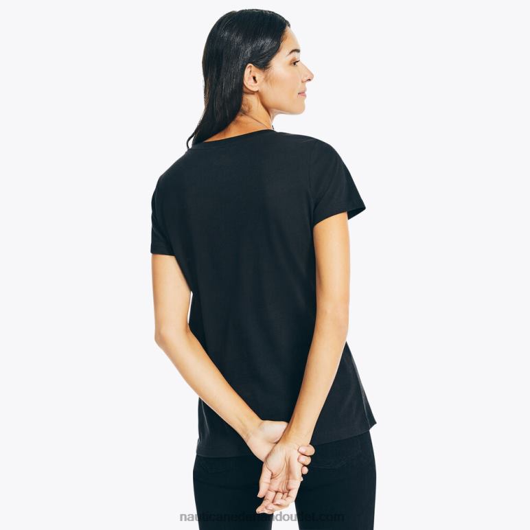 hart bladerdeeg grafisch t-shirt echt zwart Nautica 0828F749 vrouwen
