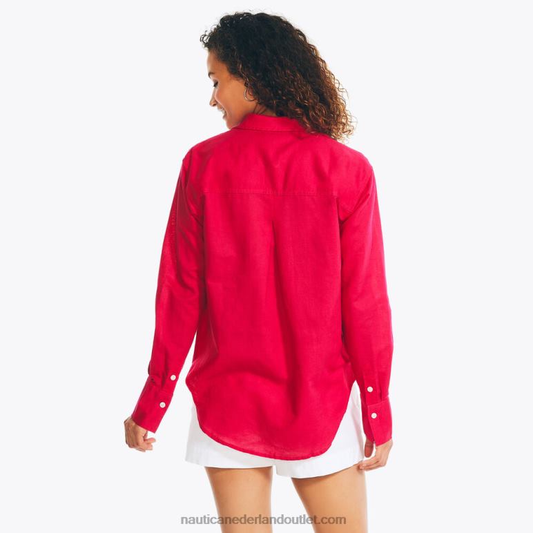 duurzaam vervaardigd linnen boyfriend overhemd matroos rood Nautica 0828F970 vrouwen