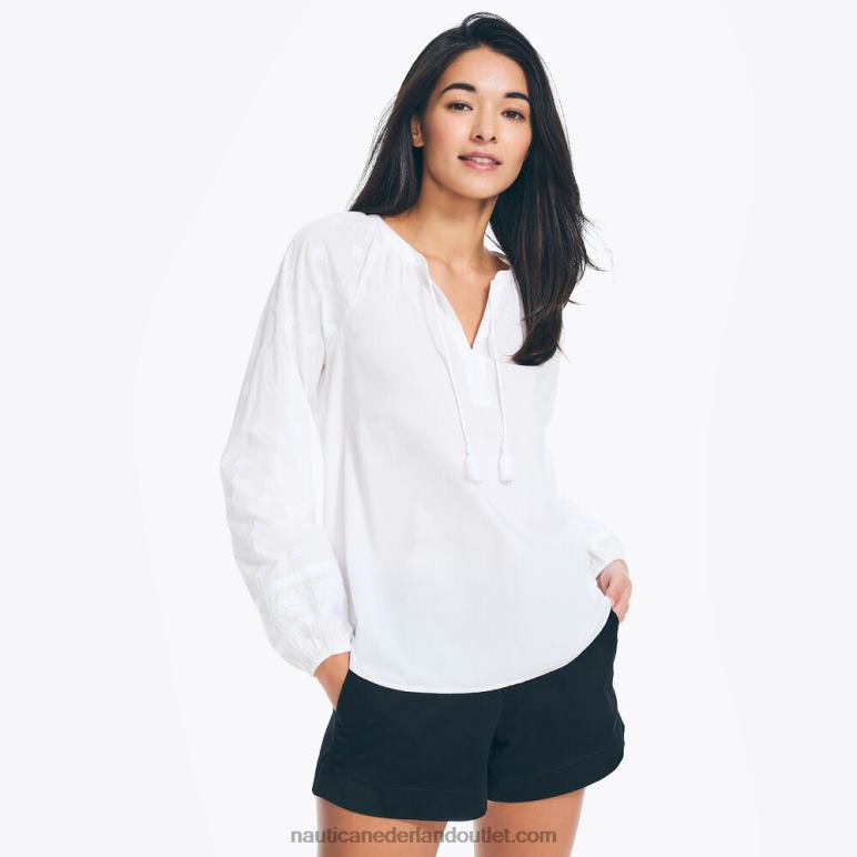 geborduurde top met splithals Helder wit Nautica 0828F984 vrouwen