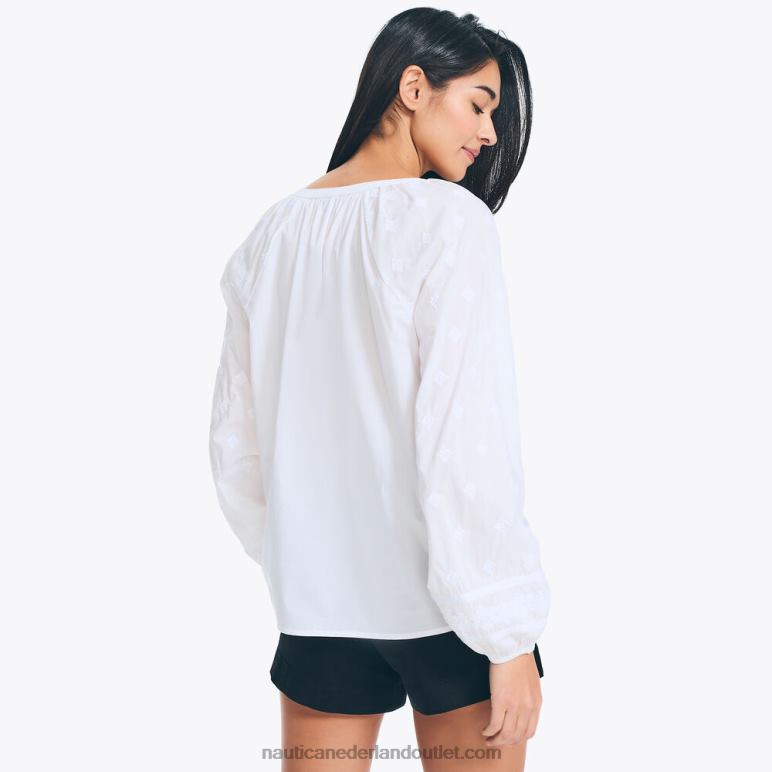 geborduurde top met splithals Helder wit Nautica 0828F984 vrouwen