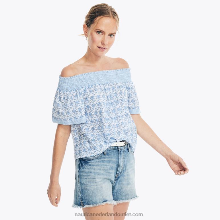 gesmokte tanktop met print Helder wit Nautica 0828F956 vrouwen