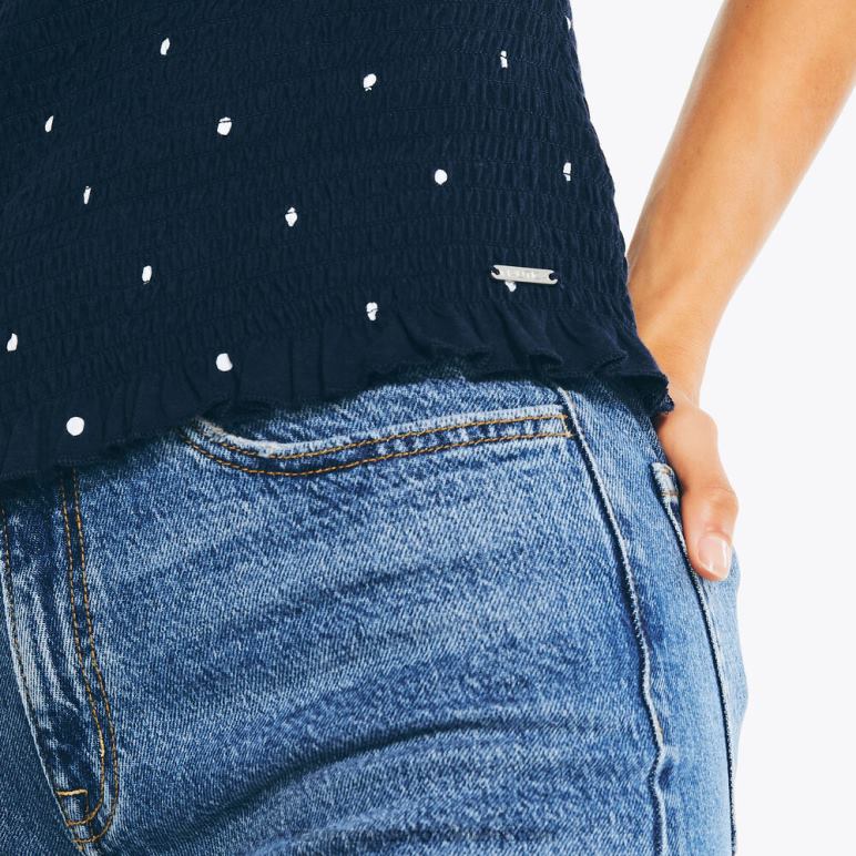 gesmokte top met stippen stellaire blauwe heide Nautica 0828F979 vrouwen