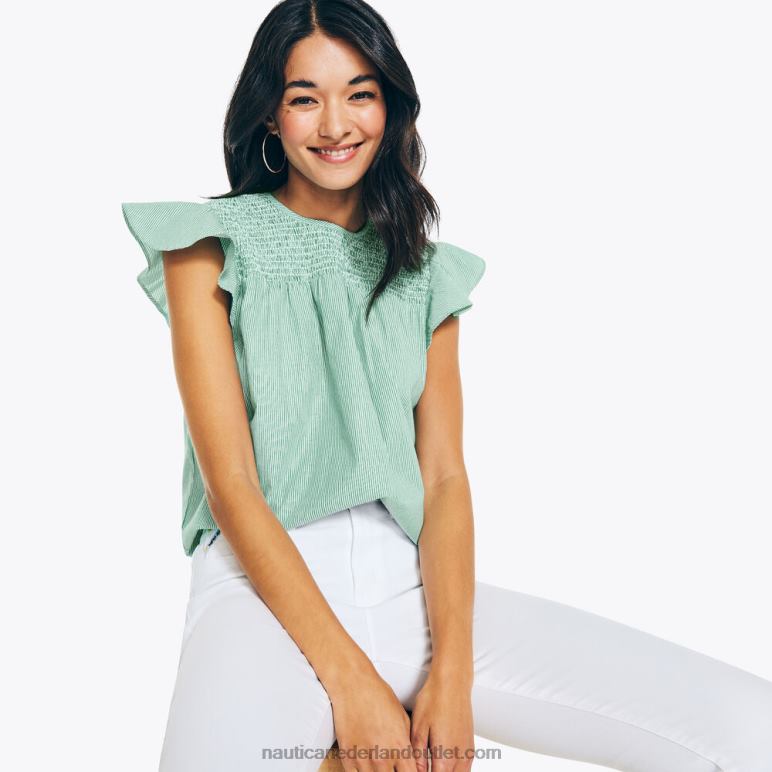 gestreepte gesmokte top dennenbos heide Nautica 0828F787 vrouwen